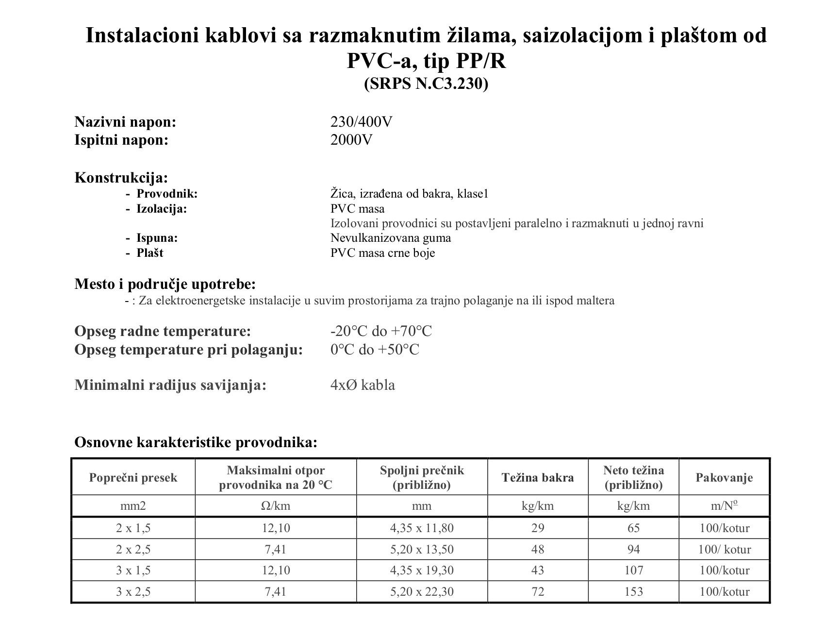 KABL PP/R 2x1,5