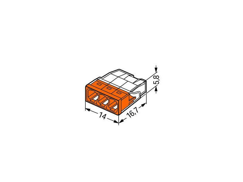 WAGO 2273-203 KLEMA 3x0,5-2,5mm 450V/4kV/2 24A NARANDŽASTA