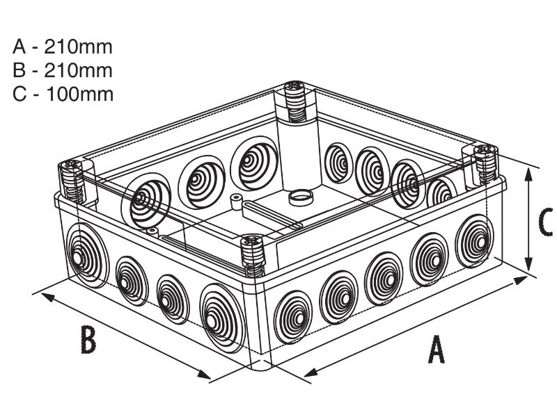RAZVODNA OG KUTIJA SA VIJCIMA 210X210X100 IP65