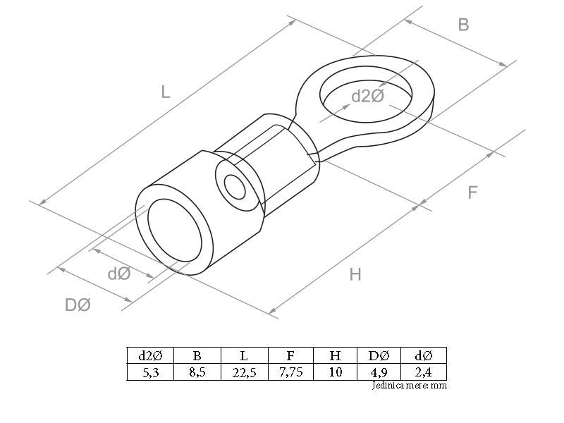 BUKSNA OKASTA 2,5mm FI 5 RVS 2-5 1/100