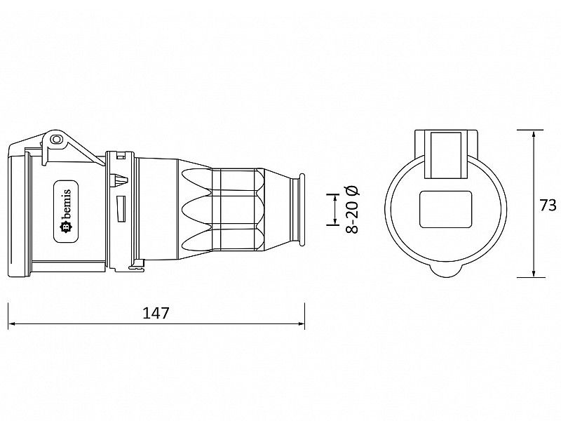 UTIČNICA VISEĆA UKO-UTO BEMIS IP44 16A 2P+E 220V BC1-1403-2312