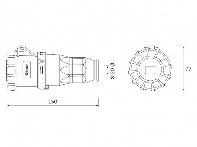 UTIČNICA VISEĆA UKO-UTO BEMIS IP67 16A 2P+E 220V BC1-1403-7312