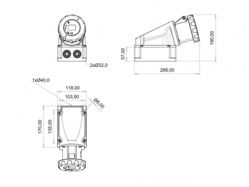 UTIČNICA ZIDNA UKO-UTO BEMIS IP67 63A 3P+E 400V BC1-4504-7535