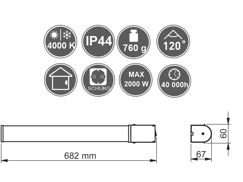 LAMPA ZIDNA LED SA UTIČNICOM JASMIN 15W 4000K 1200lm GTV AC2 LD-JAS15W-40