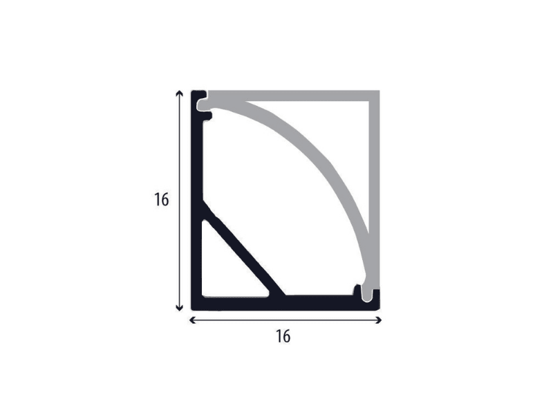 PROFIL ZA LED TRAKE SIVI UGAONI 18,4mx18,4mmx2000mm LL-ALP007-R