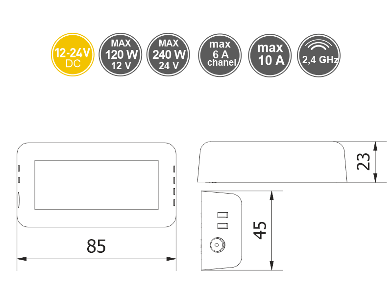 KONTROLER LED 4 ZONE RGBW 360W/24V IP20 GTV LD-KONML-RGBW