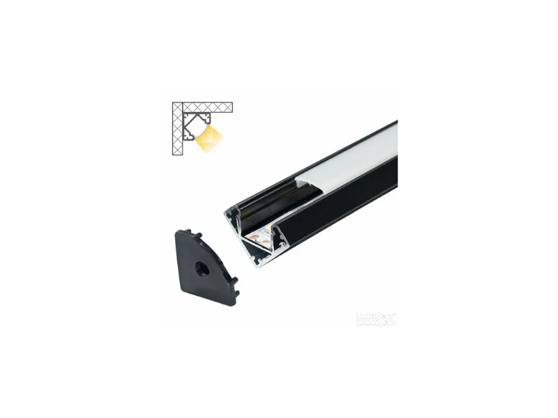 PROFIL ZA LED TRAKE - UGAONI CRNI 15,8mx15,8mmx2000mm
