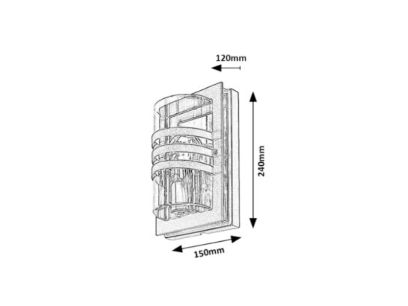 LAMPA ZIDNA 1X60W,CRNA,RAB 7244