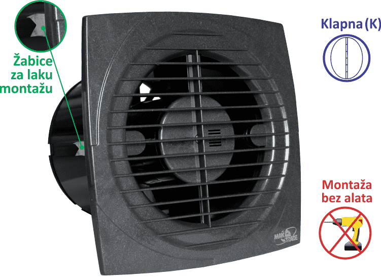 VENTILATOR KUPATILSKI MTG A120-K ANTRACIT