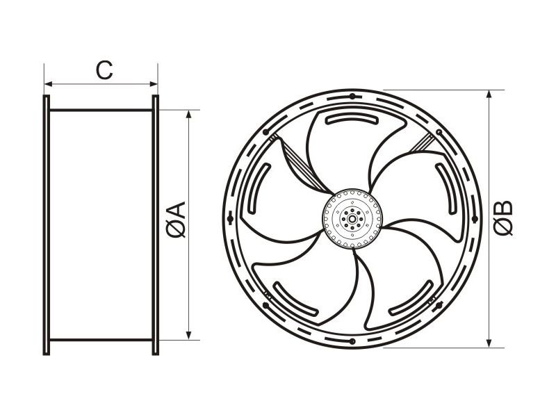 INDUSTRIJSKI VENTILATOR CILINDRIČNI FI 200/40W YWF-4E-200-S-92/15-T