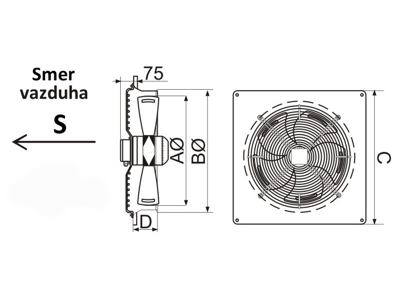 VENTILATOR FI 200/55W YWF-2E-200-S-92/15-B