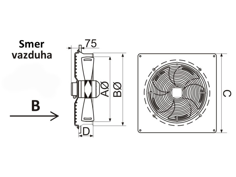 VENTILATOR FI 250/80W YWF-2E-250-B-92/25-B