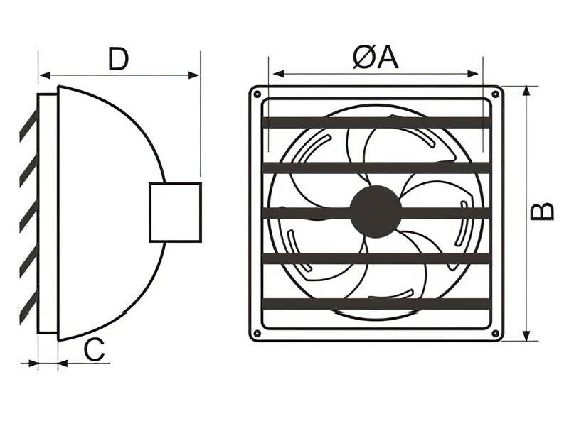 VENTILATOR SA PADAJUĆOM ŽALUZINOM METALNI FI250mm 34W BPT15-12-1 (XB-25-A-2)