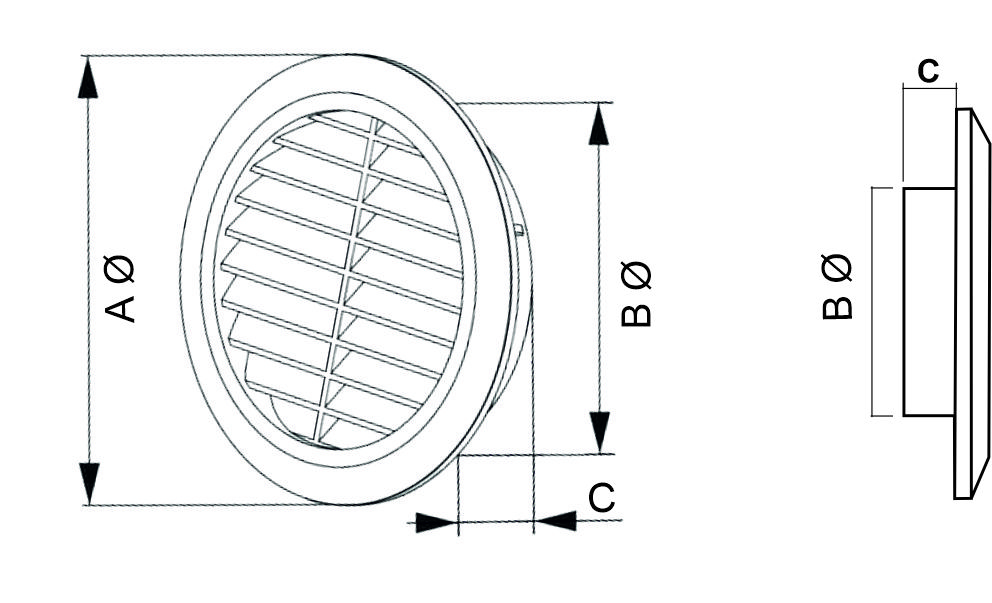 VENTILACIONA REŠETKA PROTIVKIŠNA OKRUGLA fi100 BELA MTG